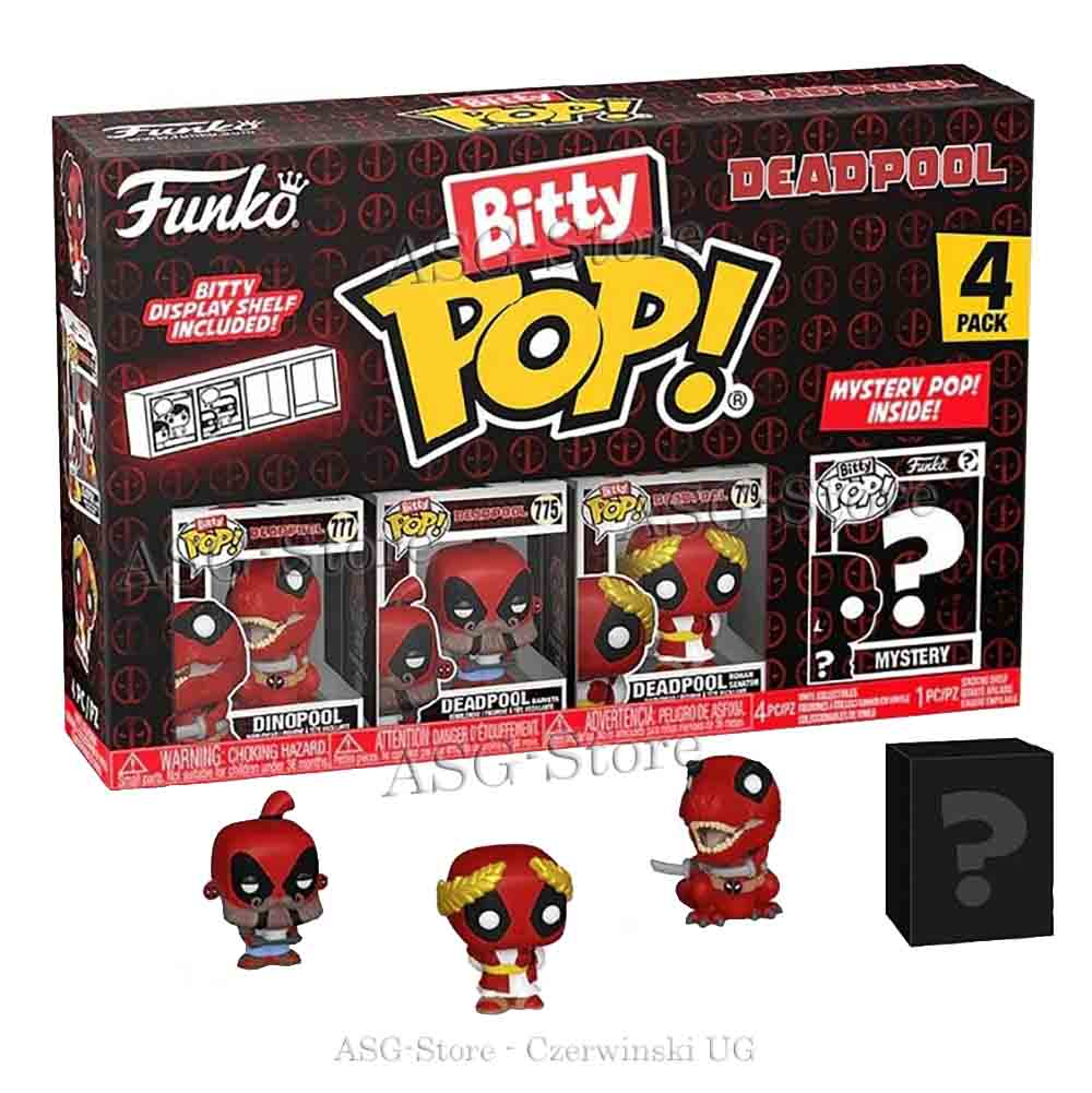Deadpool – Dinopool, Barista, Roman Senator & Mystery-Figur | Deadpool | Funko Bitty Pop 