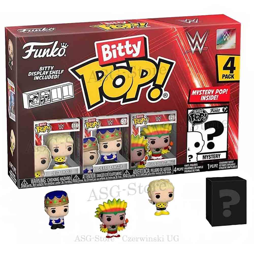 Dusty Rhodes, Jerry Lawler, Ricky "the Dragon" Steamboat & Mystery Figur | WWE | Funko Bitty Pop