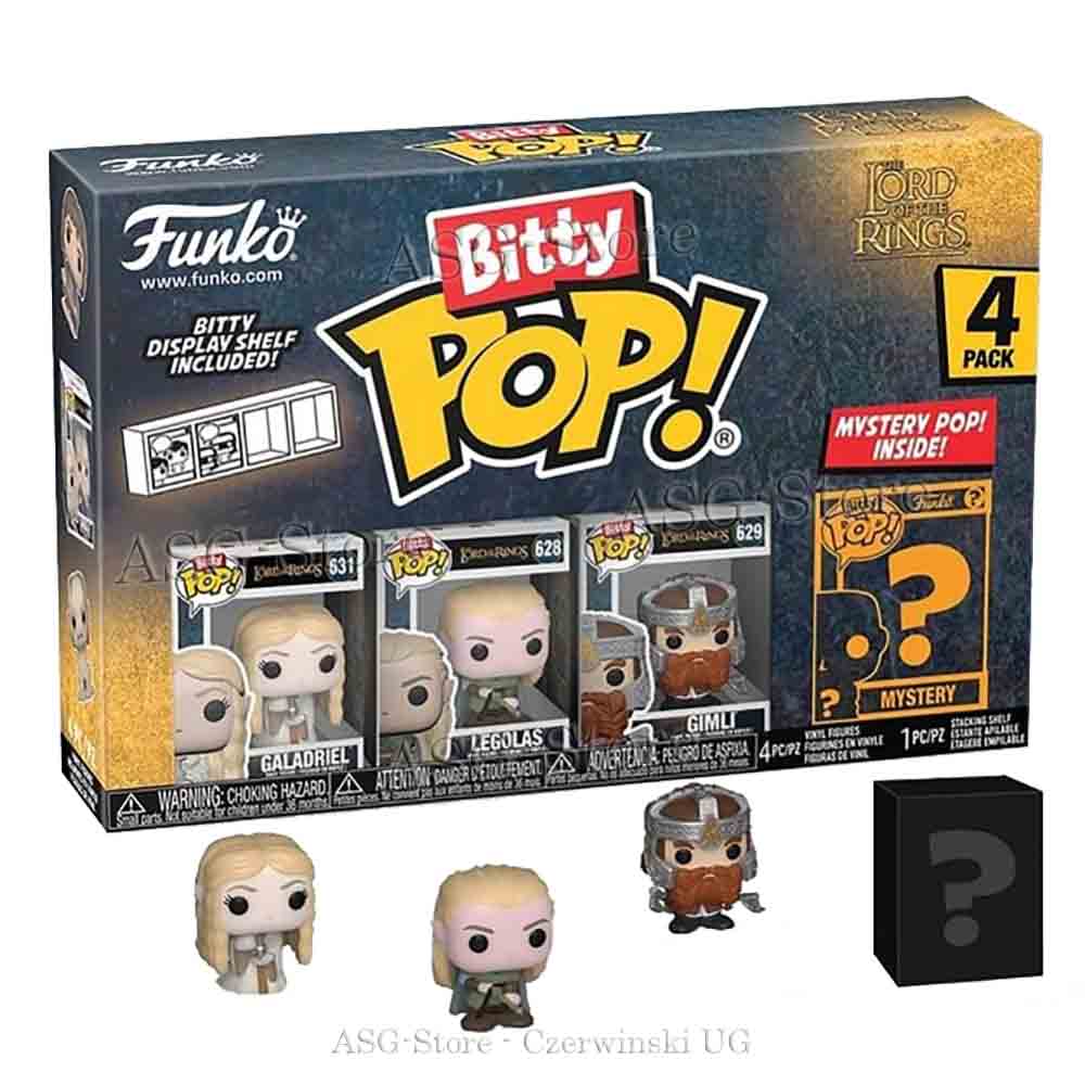 Galadriel, Legolas, Gimli & Mystery Figur |  Herr der Ringe | Funko Bitty Pop!